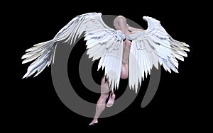 Angel Wings, White Wing Plumage Isolated with Clipping Path.