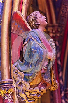 Angel Wood Carving Cathedral Sainte Chapelle Paris France photo