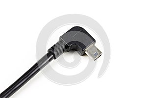 Angeled micro usb connector cable isolated on white background