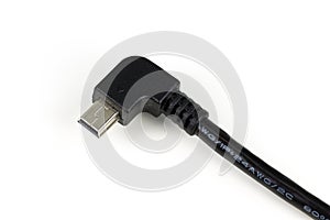 Angeled micro usb connector cable isolated on white background