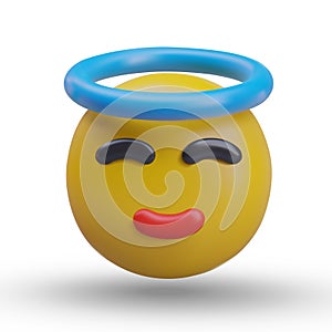 Angelic behavior. Cute emoticon with halo above its head. Christian concept