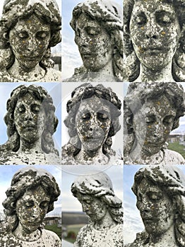 Angelic female head stone statue face