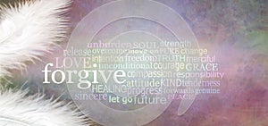 Angelic forgive Word Cloud Rustic Banner