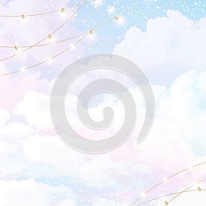 Angelic heaven clouds vector design backgrounds. Winter fairytale backdrops. Plane sky view with white snow