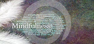 Angelic Mindfulness Word Cloud Rustic Banner