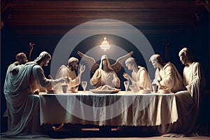 Angelic type religious people at the last supper