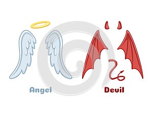 Un demoni ali. progettazione della pittura cattivo demone panini un Bene angelo ala nuvola scura. il diavolo un santo angelo vettore 