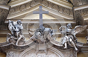 Angels on facade of Santa Maria Maddalena Church in Rome