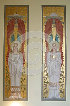 Angels, fresco in the Corpus Domini church in Zagreb