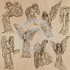 Angels - hand drawn vector pack