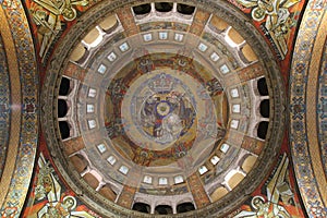 Angels and holy characters decorate the dome of Sainte-Therese basilica in Lisieux (France)