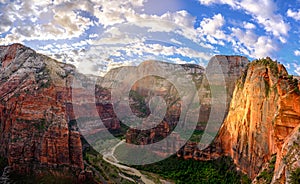 Angels landing hiking trail in Zion National Park, Utah, USA