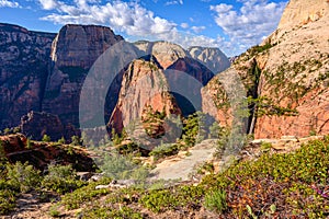 Angels landing hiking trail in Zion National Park, Utah, USA