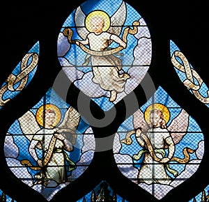 Angels - Stained Glass in St Severin Church, Paris