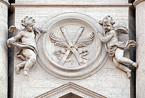 Angels with symbols of martyrdom