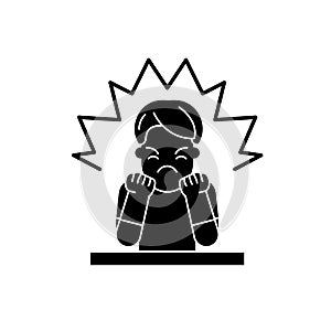 Anger black icon, vector sign on isolated background. Anger concept symbol, illustration