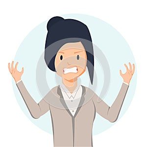 Anger. The evil woman expresses her negative emotions. Vector illustration in cartoon style.