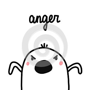 Anger hand drawn illustration with angry marshmallow for prints posters psychology articles psychotherapy seven sins of