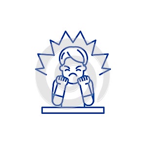 Anger line icon concept. Anger flat  vector symbol, sign, outline illustration.