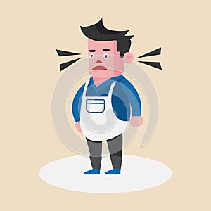 A anger man looking a side. An angry man emotion. Vector illustration.Flat design.