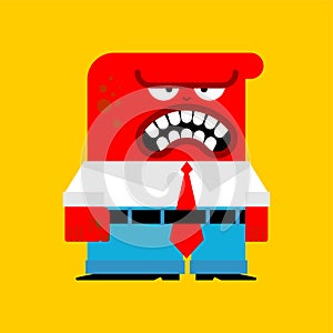 Anger red man. Evil worker. Angry red boss. Vector illustration