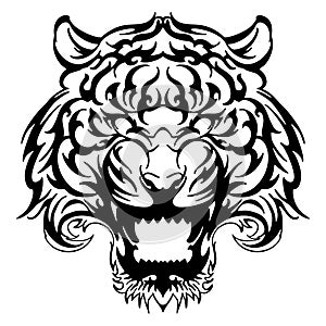 Anger Tiger face tribal tattoo vector