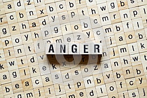 Anger word concept on cubes