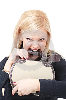 Anger young woman with handbag