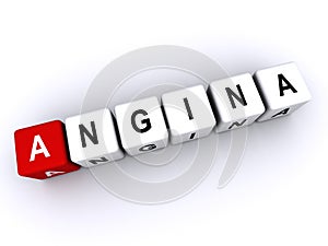 angina word block on white