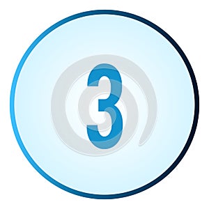 Number 3 symbol or logo with round frame in blue gradient color