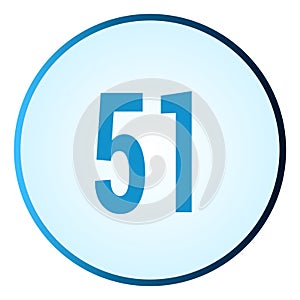 Number 51 symbol or logo with round frame in blue gradient color