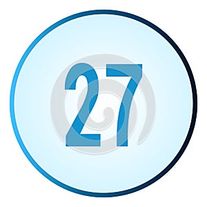 Number 27 symbol or logo with round frame in blue gradient color