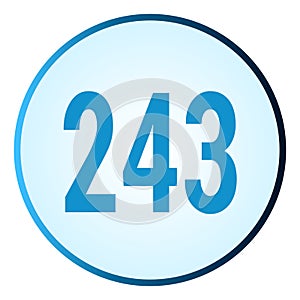 Number 243 symbol or logo with round frame in blue gradient color