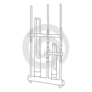 Angklung Sundanese music instrumental black and white vector line art illustration