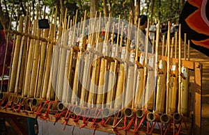Angklung traditional indonesia music from sunda west java made from bamboo in central java photo