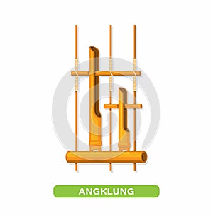 Angklung traditional music instrument from Bamboo. Sundanese Indonesia culture symbol mascot vector photo