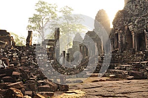 Angkor, Cambodia. Khmer Bayon temple sunrise photo