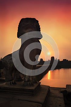 Angkor Lion & Sunrise photo