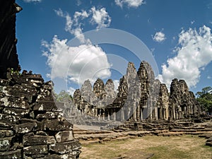 Angkor thom bayon temple in archaeological park