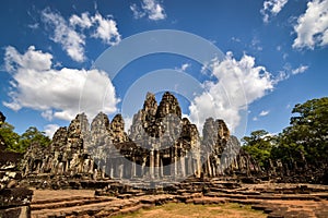 Angkor thom bayon temple in archaeological park