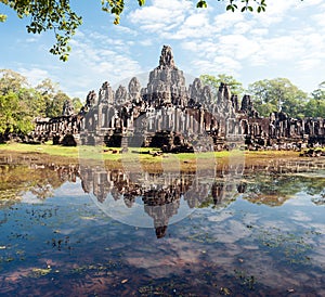 Angkor Thom Cambodia. Bayon khmer temple