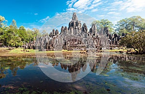 Angkor Thom Cambodia. Bayon khmer temple on Angkor Wat photo