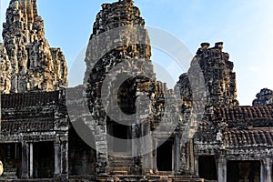 Angkor Thom, Khmer Temple, Siem Reap, Cambodia. Bayon, the most notable temple at Angkor Thom.