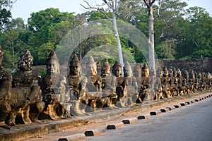 Angkor Thom, South Bridge Statues, Cambodia.
