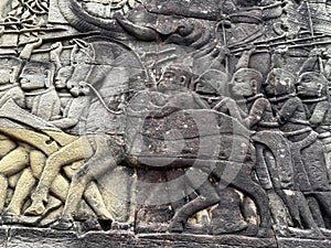 Angkor Wat bas-relief stone carving