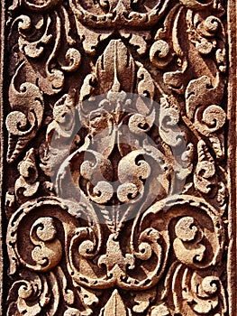 Angkor Wat - Beautiful carvings, bas reliefs of Banteay Srei Temple photo