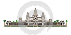 Angkor Wat Cambodia. Isolated on white background vector illustration