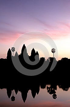 Angkor Wat, Cambodia silhouetted at sunrise