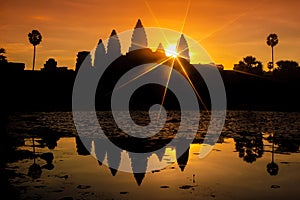 Angkor wat and lake at sunrise,cambodia 4