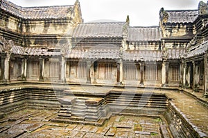 Angkor Wat is the largest temple in the world Cambodia, 2019. It is raining